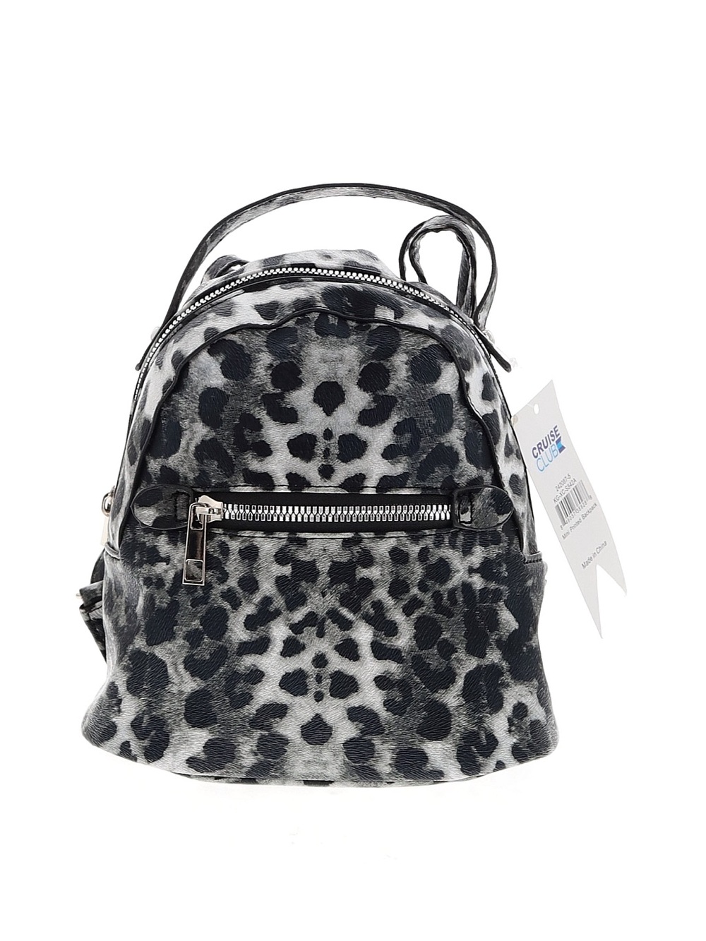 Leopard-Print Mini Backpack - Black & Gray